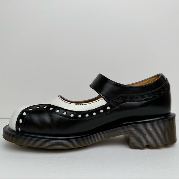 Vintage Dr. Martens England 8307 Black White Wingtip Heel Mary Janes Shoes UK 4 - Picture 6 of 16